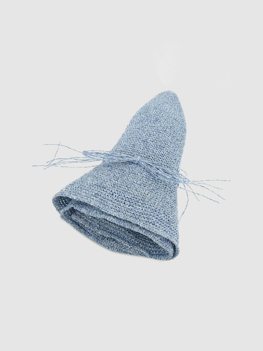 손뜨개 밀짚 모자-BLUE
