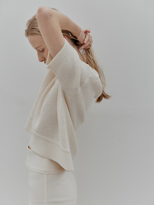 FORET Eco Paper Short Sleeve Top_Ivory