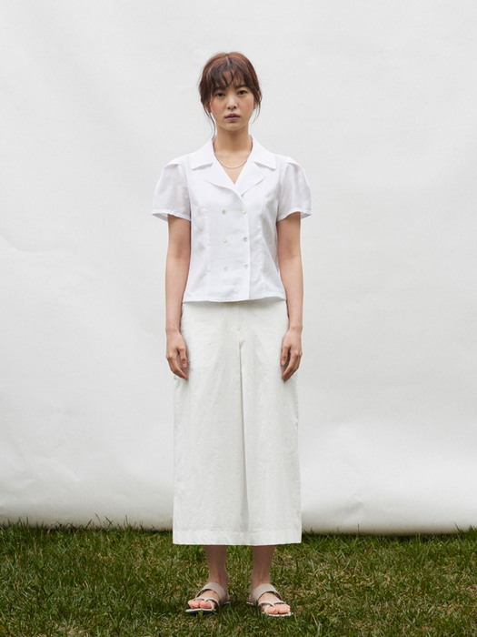 cotton long a-line skirt (ivory)