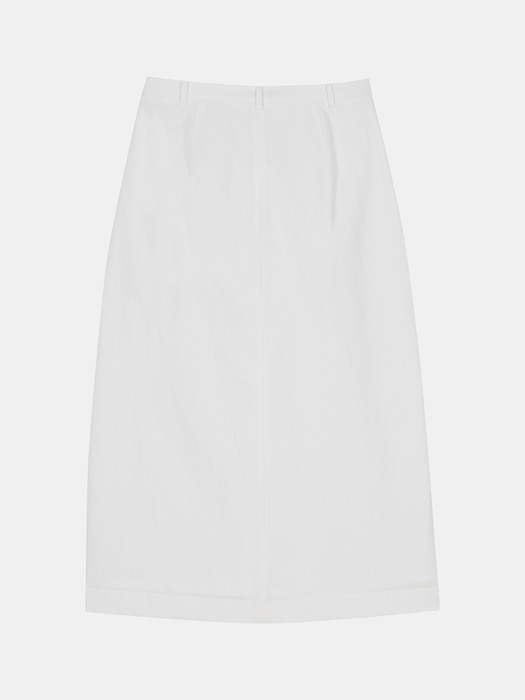 cotton long a-line skirt (ivory)