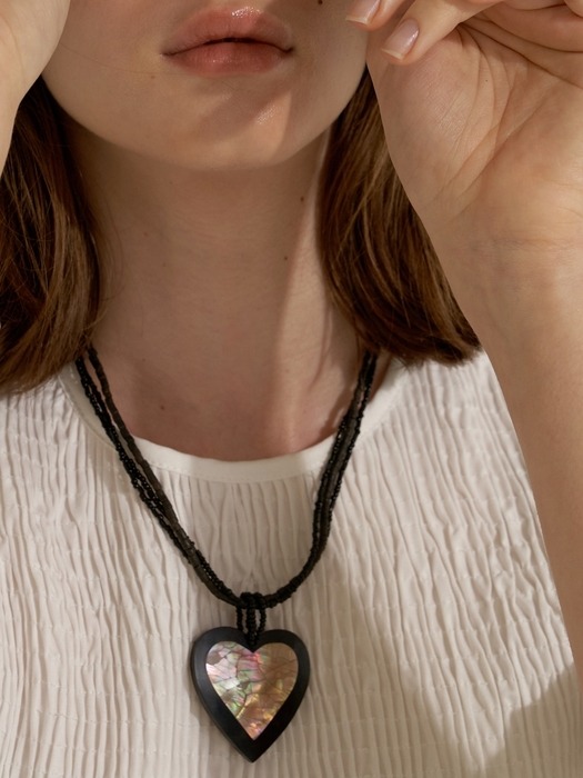 Big Black Heart Wood Necklace