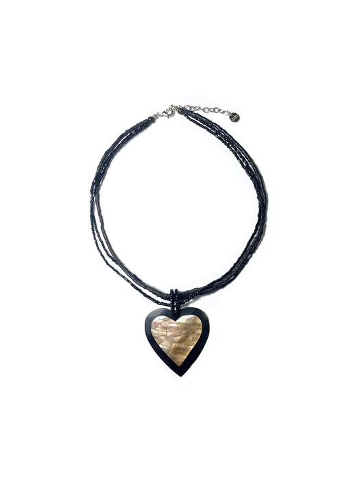 Big Black Heart Wood Necklace