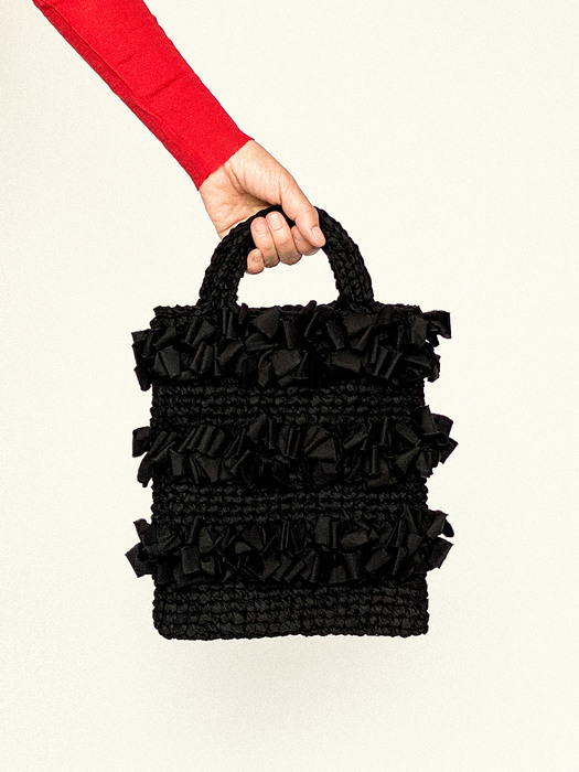 ruffled tote bag - black