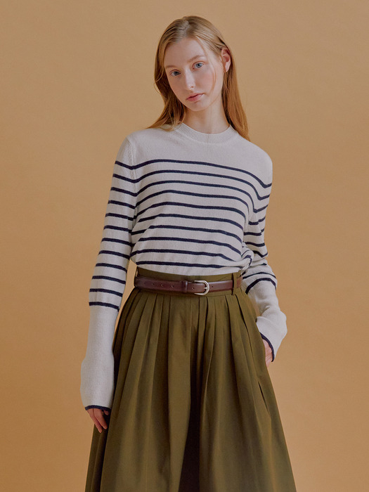 HYGGE Crew neck stripe sweater (3color)