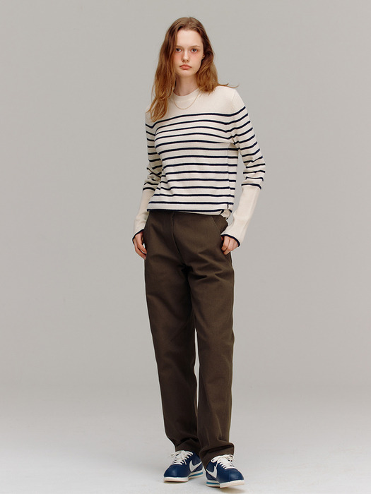 HYGGE Crew neck stripe sweater (3color)