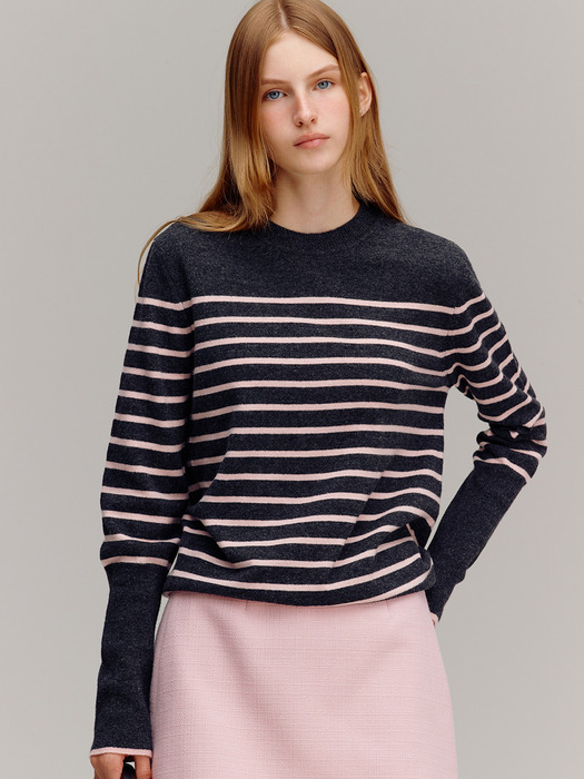 HYGGE Crew neck stripe sweater (3color)