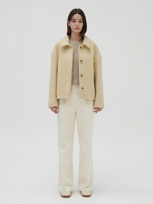 Camel-hair Blend Crop Coat - Butter