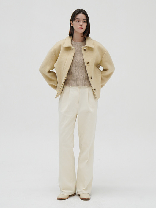 Camel-hair Blend Crop Coat - Butter