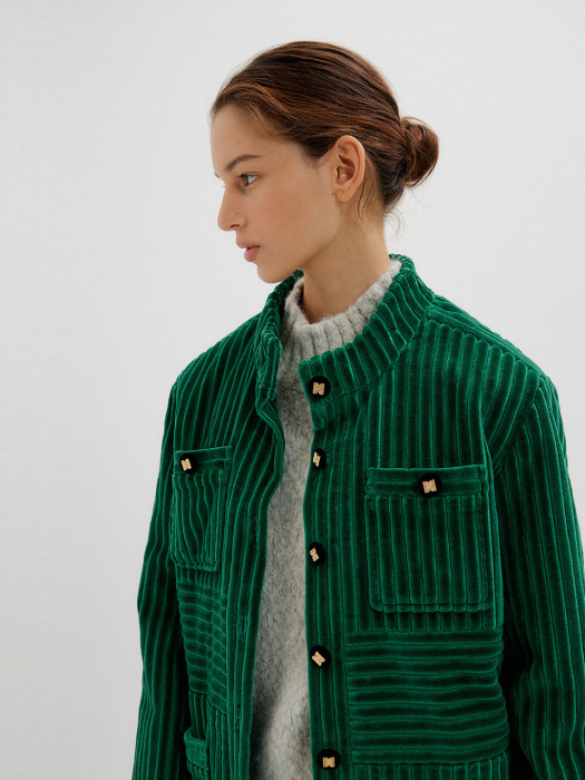 TOVE Corduroy Jacket with logo buttons - Green