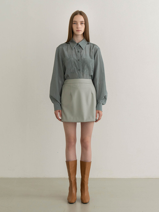 Vegan Leather Short Skirt - Grey
