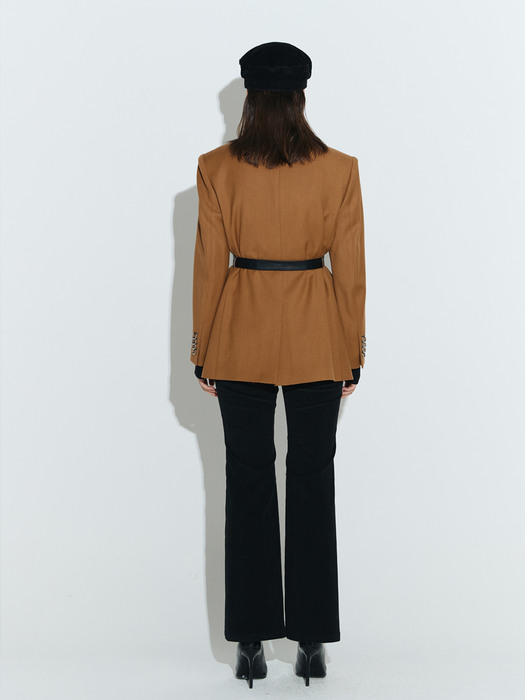 Oversized Block Tailored Jacket [Brown]