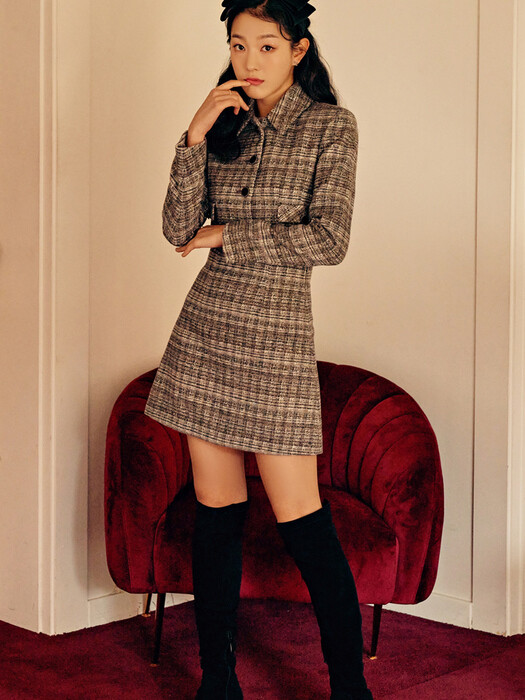 Lea Wool Tweed Skirt_Gray