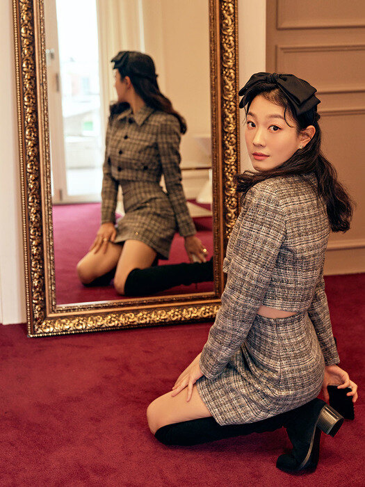 Lea Wool Tweed Skirt_Gray