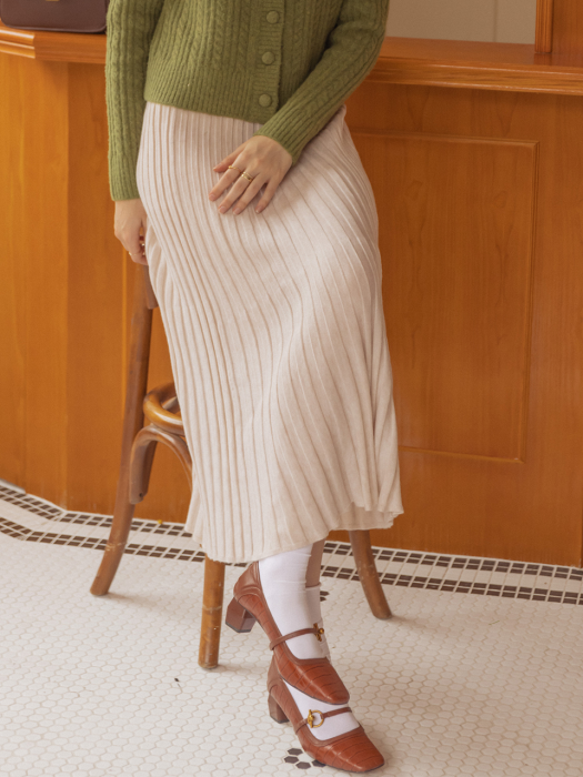 GABRIELLE accordion long skirt_beige