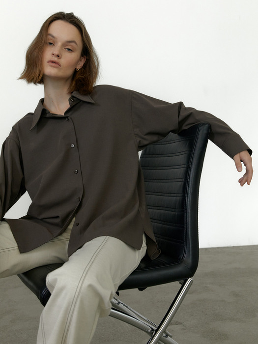 Pointed Texture Shirts Chestnut
