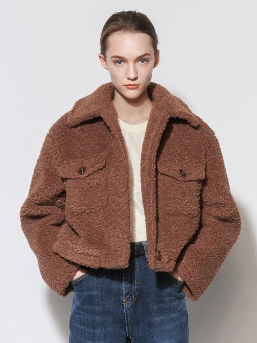 Tumble vegan fur overfit jacket - Brown
