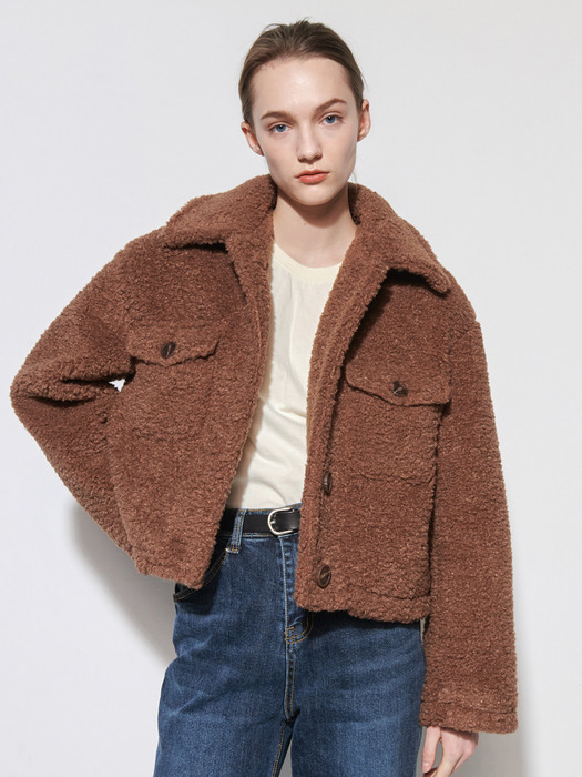 Tumble vegan fur overfit jacket - Brown