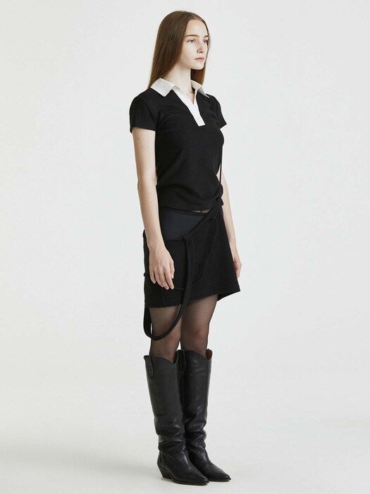 21AW String Knit Skirt-Black