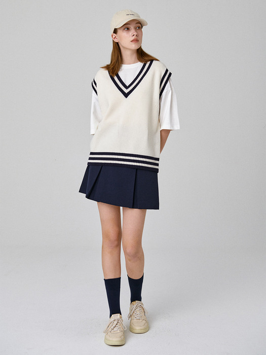 Pleated Mini Skirt - NAVY