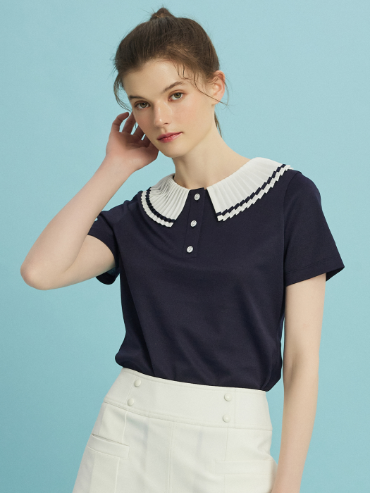 Pleated Collar Pique T-shirts_NV
