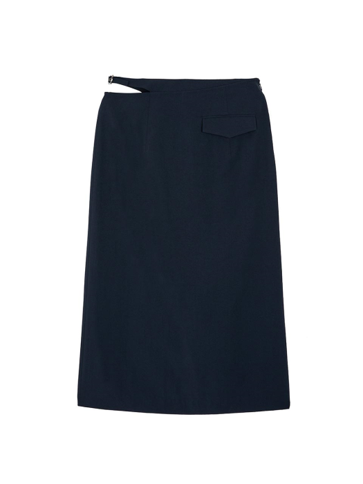 Cutout Wrap Midi Skirt in D/Navy VW2MS179-24