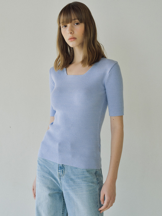 V. ss square neck knit (5 colors)