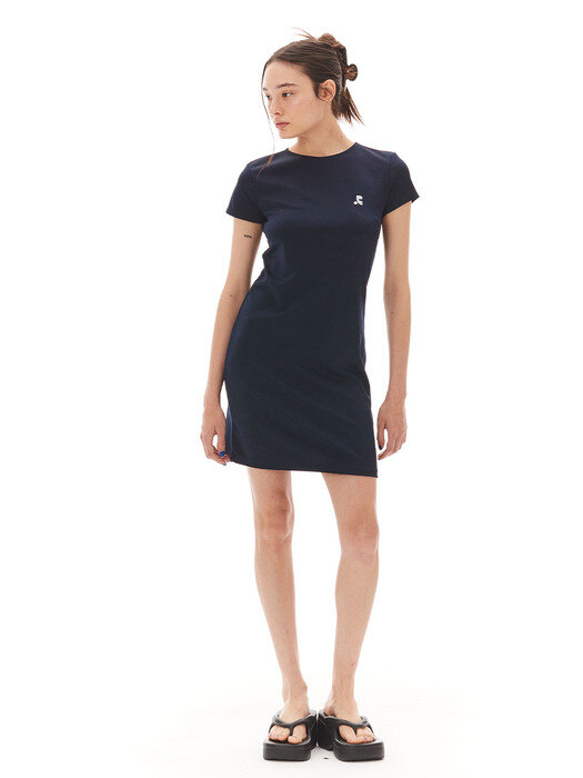 RR BACK SLIT DRESS - NAVY