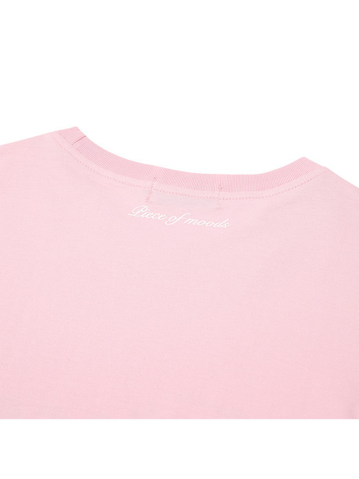 [WOMEN] 로고타입 크롭 하프 슬리브 핑크