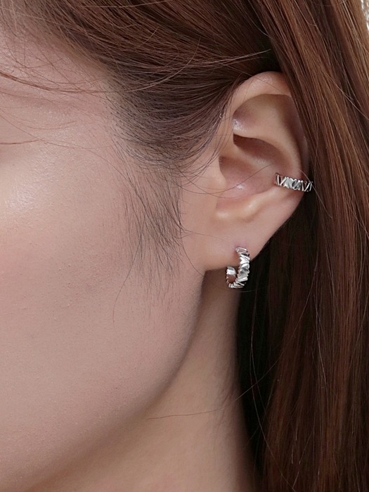 하트 텍스쳐 링귀걸이 Heart texture ring earring