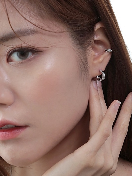 하트 텍스쳐 링귀걸이 Heart texture ring earring