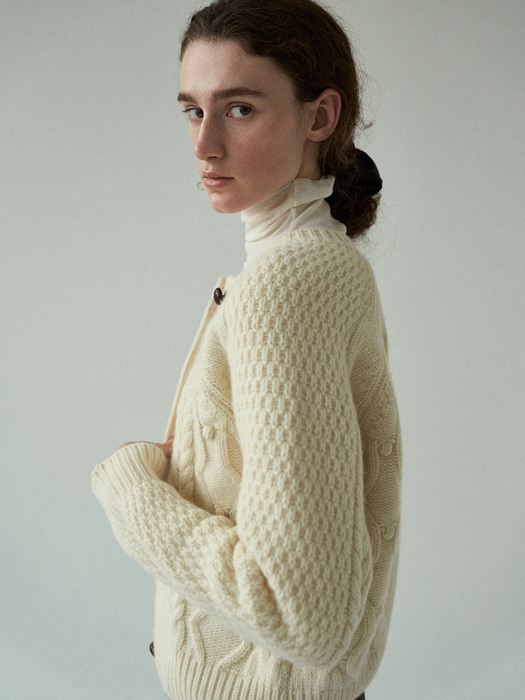 cable knit jacket (cream)
