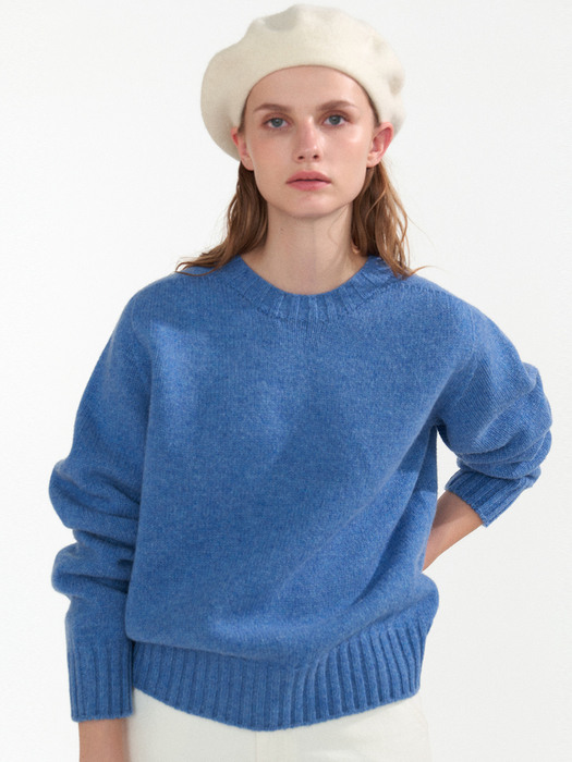 British crewneck wool pullover (Blue)
