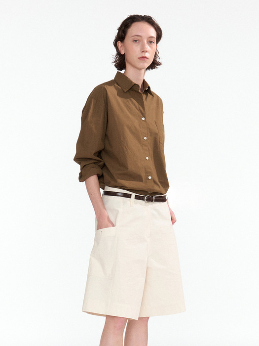 Corduroy half pocket pants (Ivory)