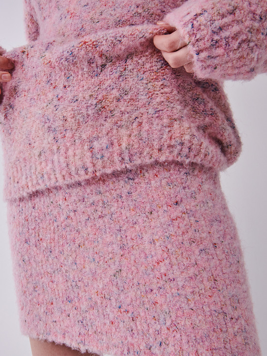 CENTAUR RAINBOW WOOL KNIT SKIRT_PINK