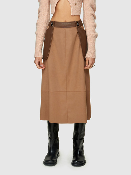 22FW FAUX SUEDE SKIRT - BEIGE