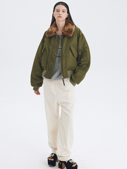 CENTAUR FUR COLLAR MA-1 JACKET_KHAKI