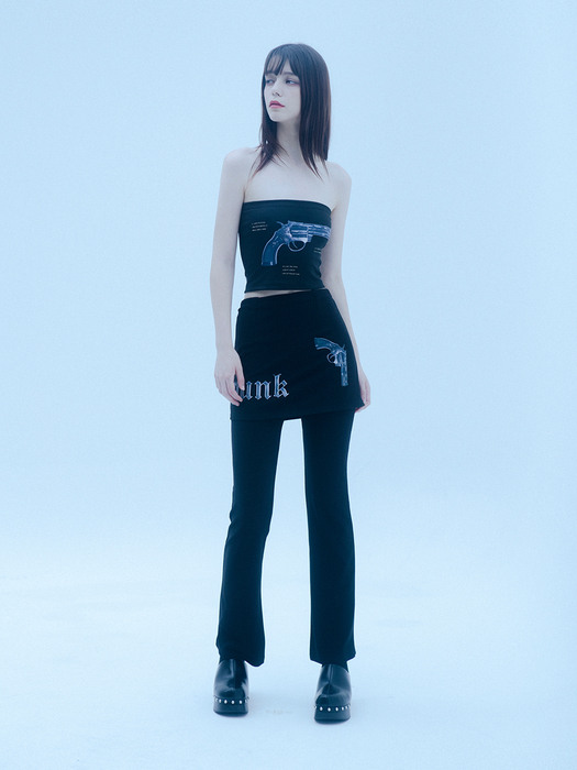 [리퍼브] 1 1 punk & pistol skirt pants - BLACK 