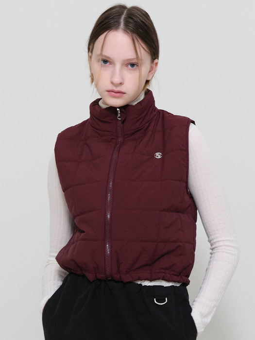 Classic Symbol Quilting Padding Vest [BURGUNDY]