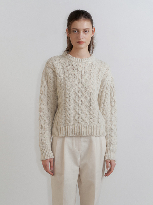 Baker Cable Sweater in Cream