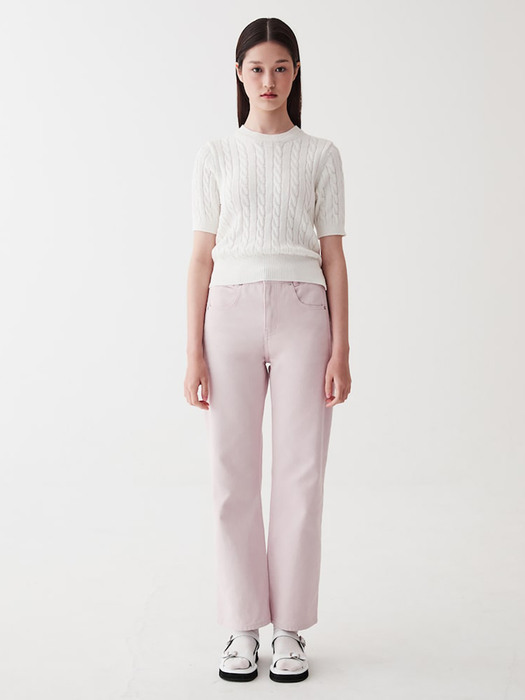 Half Sleeve Knit Pullover  White (KE3151M041)