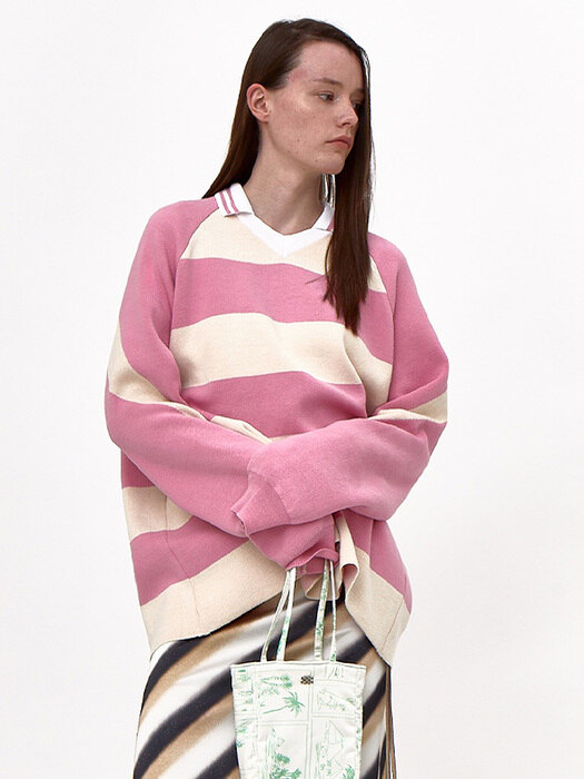 Knit Rugby Top  UNISEX Pink