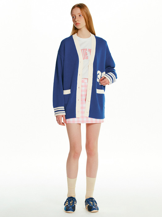 GALLIPOLI Varsity V-neck knit cardigan (Cobalt blue)