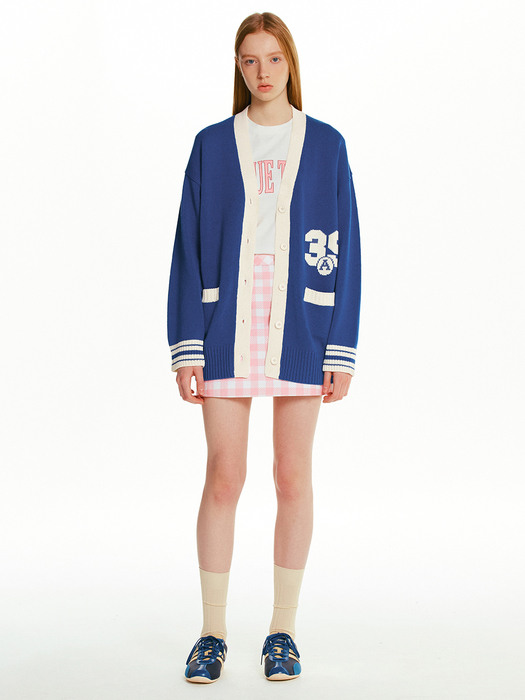 GALLIPOLI Varsity V-neck knit cardigan (Cobalt blue)