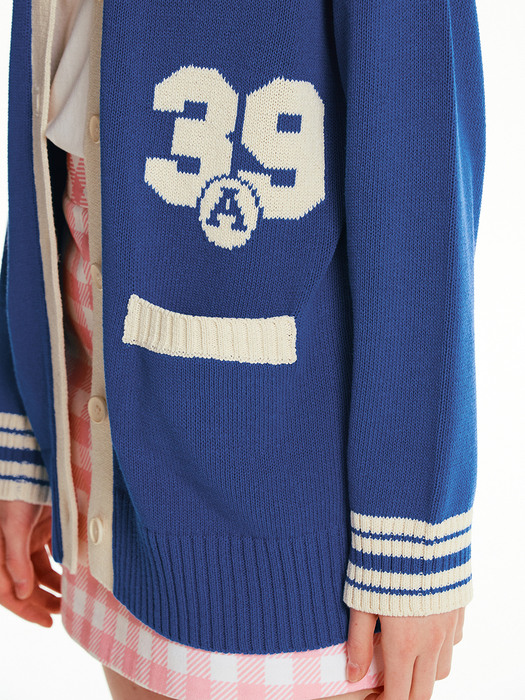 GALLIPOLI Varsity V-neck knit cardigan (Cobalt blue)