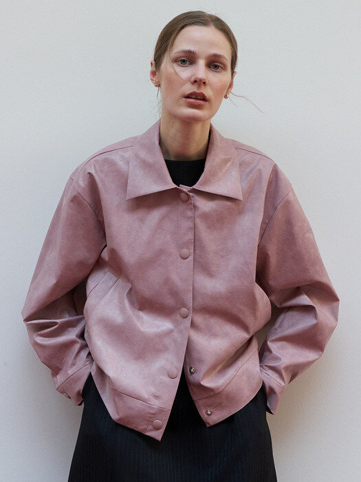 Eco leather blouson jacket - Pink