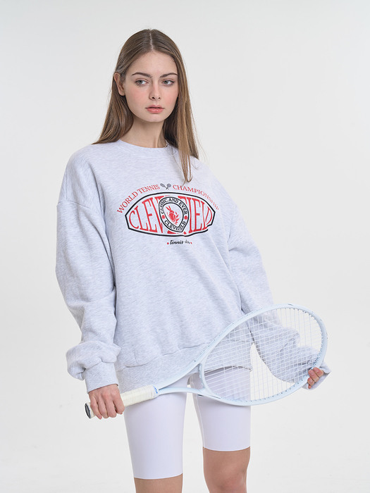 Overfit Signature Emblem Sweatshirt (Light Gray)