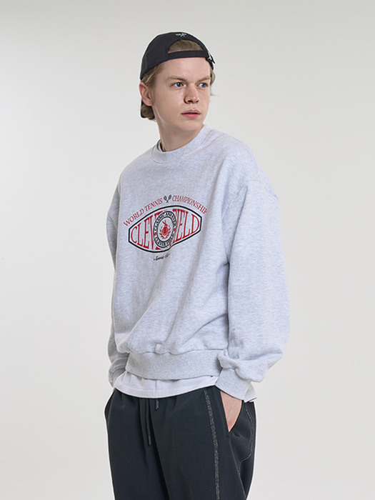 Overfit Signature Emblem Sweatshirt (Light Gray)