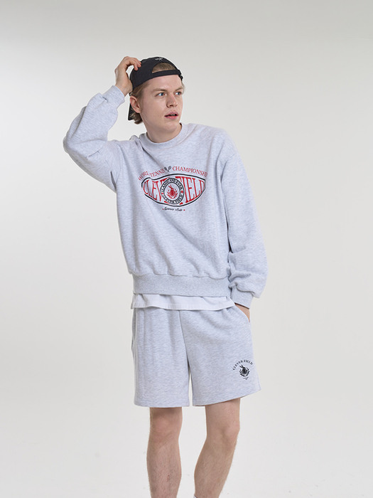 Overfit Signature Emblem Sweatshirt (Light Gray)