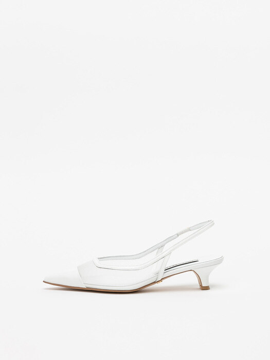 Bialy Meshed Slingback Pumps in Pure White Box with White Mesh