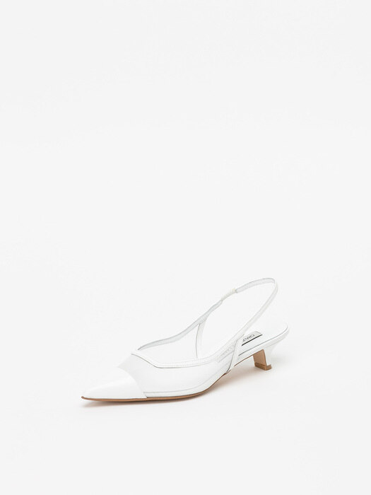 Bialy Meshed Slingback Pumps in Pure White Box with White Mesh